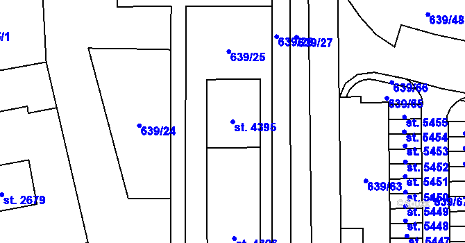 Parcela st. 4395 v KÚ Blansko, Katastrální mapa