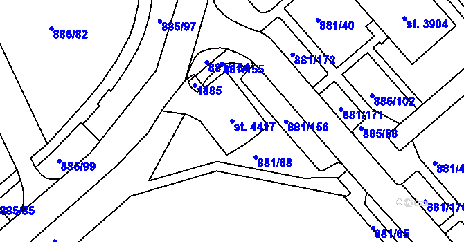 Parcela st. 4417 v KÚ Blansko, Katastrální mapa
