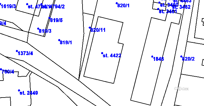 Parcela st. 4422 v KÚ Blansko, Katastrální mapa