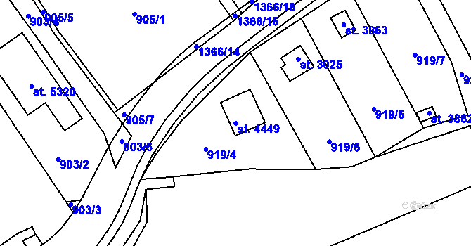Parcela st. 4449 v KÚ Blansko, Katastrální mapa