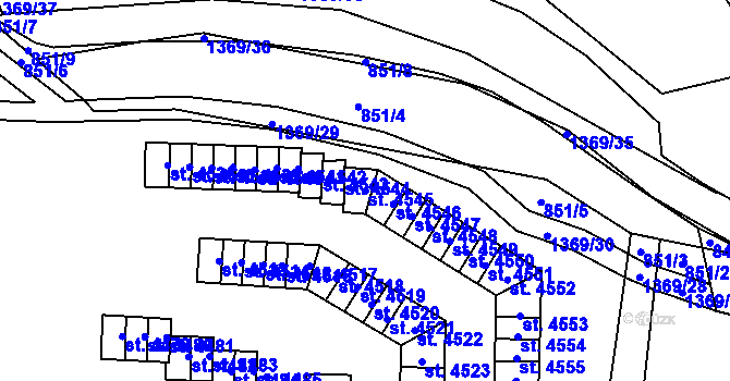Parcela st. 4545 v KÚ Blansko, Katastrální mapa