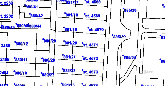Parcela st. 4571 v KÚ Blansko, Katastrální mapa