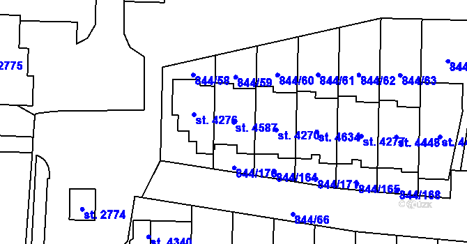 Parcela st. 4587 v KÚ Blansko, Katastrální mapa