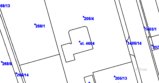 Parcela st. 4604 v KÚ Blansko, Katastrální mapa