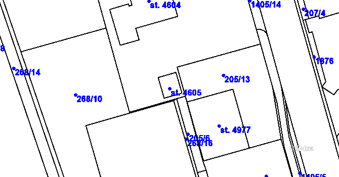 Parcela st. 4605 v KÚ Blansko, Katastrální mapa