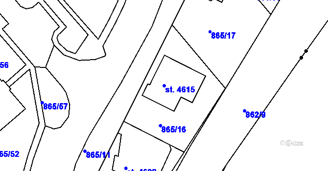 Parcela st. 4615 v KÚ Blansko, Katastrální mapa