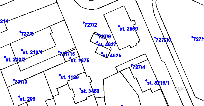Parcela st. 4625 v KÚ Blansko, Katastrální mapa