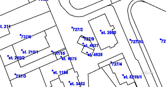 Parcela st. 4627 v KÚ Blansko, Katastrální mapa
