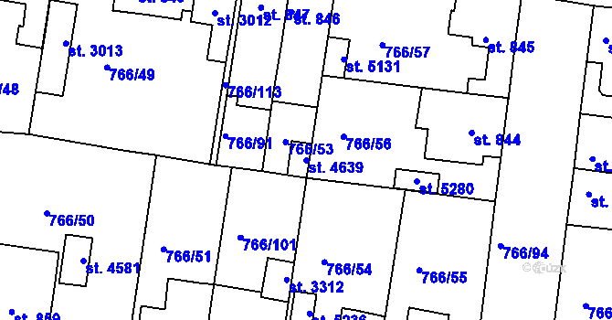 Parcela st. 4639 v KÚ Blansko, Katastrální mapa