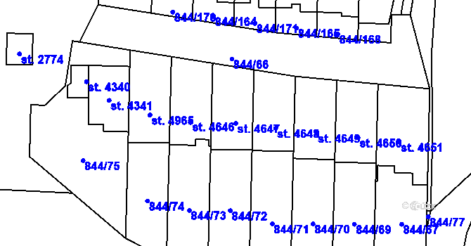 Parcela st. 4647 v KÚ Blansko, Katastrální mapa