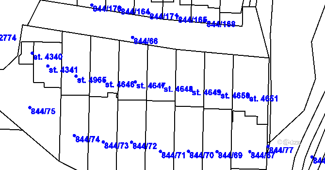 Parcela st. 4648 v KÚ Blansko, Katastrální mapa