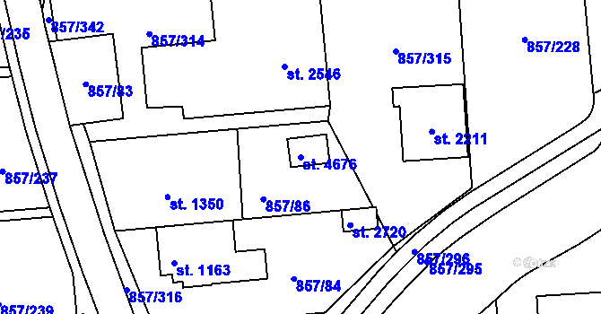 Parcela st. 4676 v KÚ Blansko, Katastrální mapa