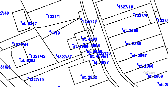 Parcela st. 4694 v KÚ Blansko, Katastrální mapa