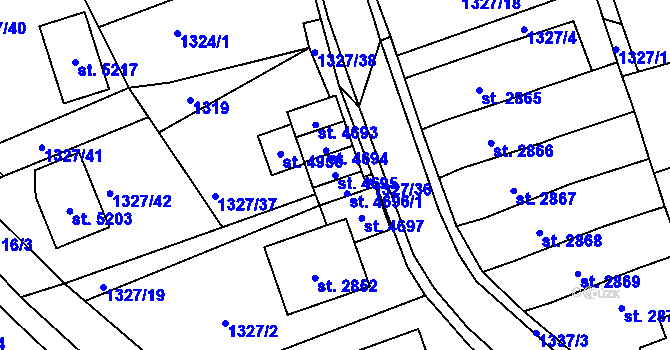 Parcela st. 4695 v KÚ Blansko, Katastrální mapa