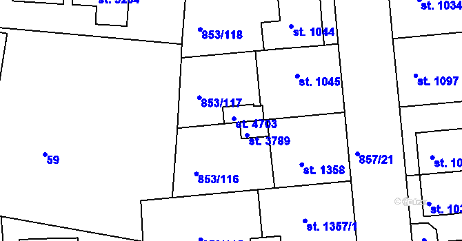 Parcela st. 4703 v KÚ Blansko, Katastrální mapa