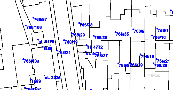 Parcela st. 4732 v KÚ Blansko, Katastrální mapa
