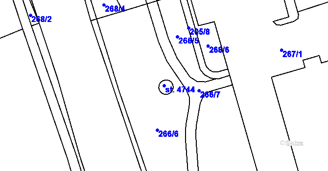 Parcela st. 4744 v KÚ Blansko, Katastrální mapa