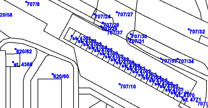 Parcela st. 4757 v KÚ Blansko, Katastrální mapa