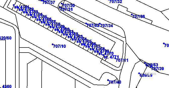 Parcela st. 4767 v KÚ Blansko, Katastrální mapa