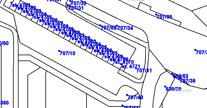 Parcela st. 4768 v KÚ Blansko, Katastrální mapa