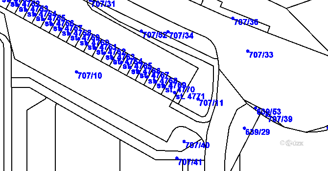 Parcela st. 4770 v KÚ Blansko, Katastrální mapa