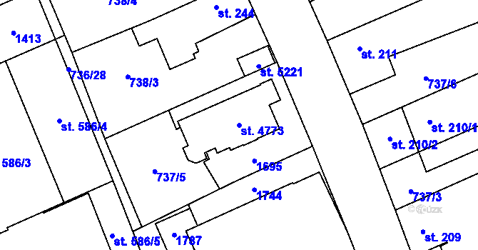 Parcela st. 4773 v KÚ Blansko, Katastrální mapa