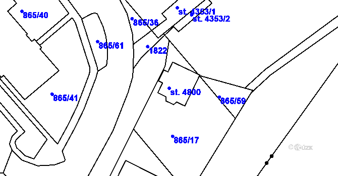 Parcela st. 4800 v KÚ Blansko, Katastrální mapa