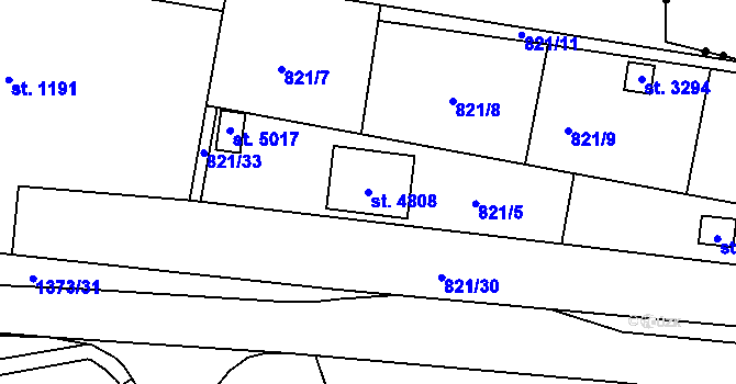 Parcela st. 4808 v KÚ Blansko, Katastrální mapa