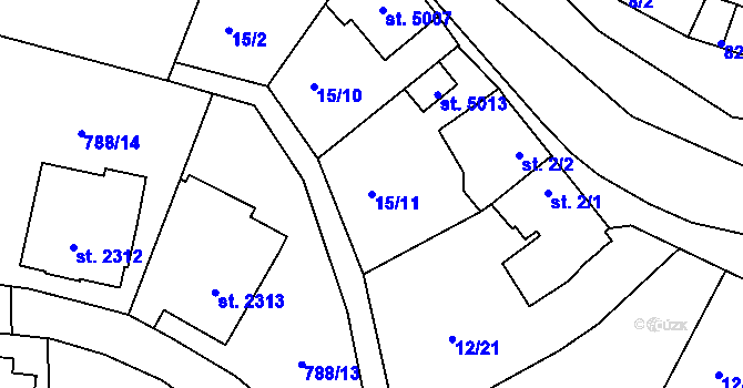 Parcela st. 15/11 v KÚ Blansko, Katastrální mapa