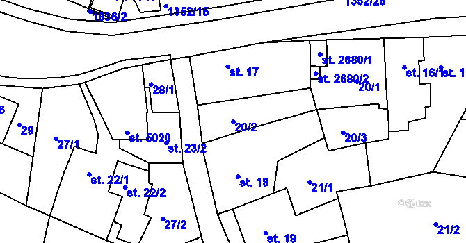 Parcela st. 20/2 v KÚ Blansko, Katastrální mapa