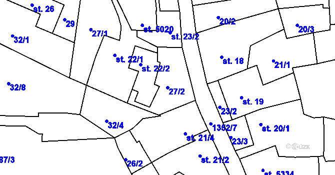 Parcela st. 27/2 v KÚ Blansko, Katastrální mapa