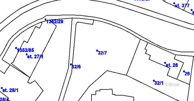 Parcela st. 32/7 v KÚ Blansko, Katastrální mapa