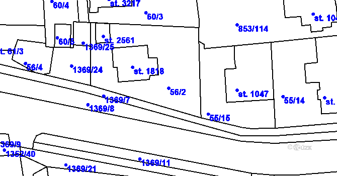 Parcela st. 56/2 v KÚ Blansko, Katastrální mapa