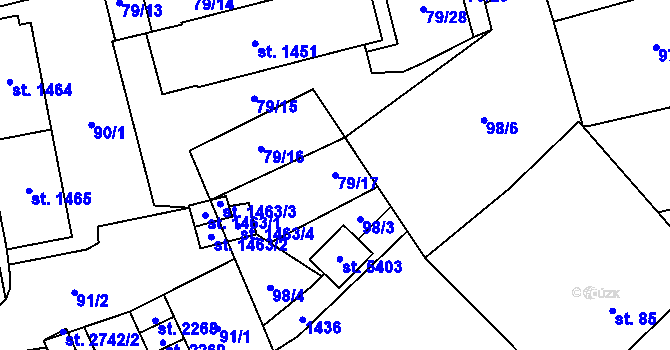 Parcela st. 79/17 v KÚ Blansko, Katastrální mapa