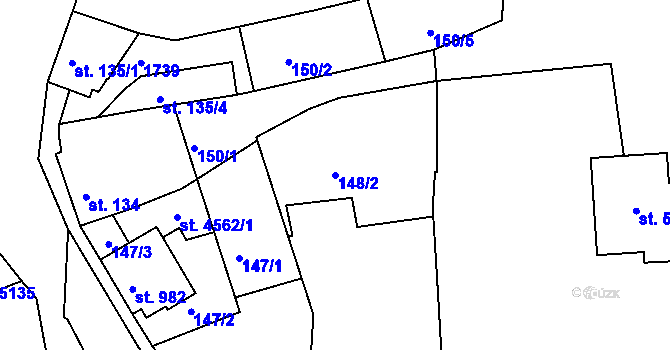 Parcela st. 148/2 v KÚ Blansko, Katastrální mapa