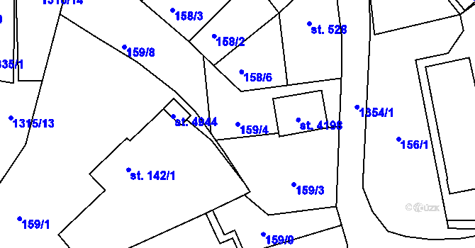Parcela st. 159/4 v KÚ Blansko, Katastrální mapa