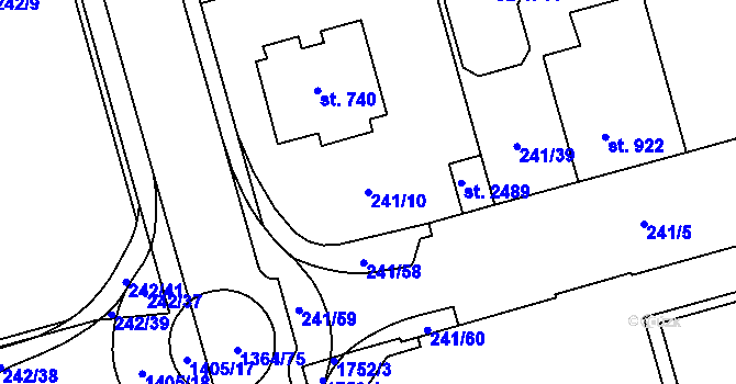 Parcela st. 241/10 v KÚ Blansko, Katastrální mapa