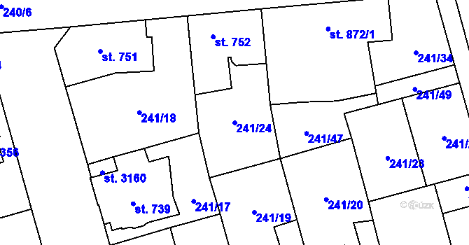 Parcela st. 241/24 v KÚ Blansko, Katastrální mapa