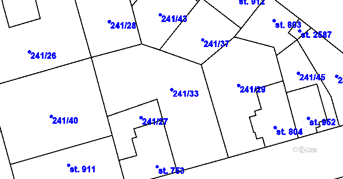 Parcela st. 241/33 v KÚ Blansko, Katastrální mapa