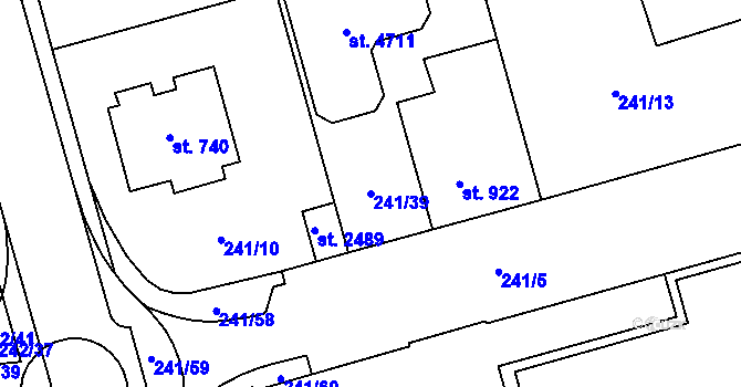 Parcela st. 241/39 v KÚ Blansko, Katastrální mapa