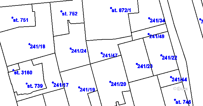 Parcela st. 241/47 v KÚ Blansko, Katastrální mapa