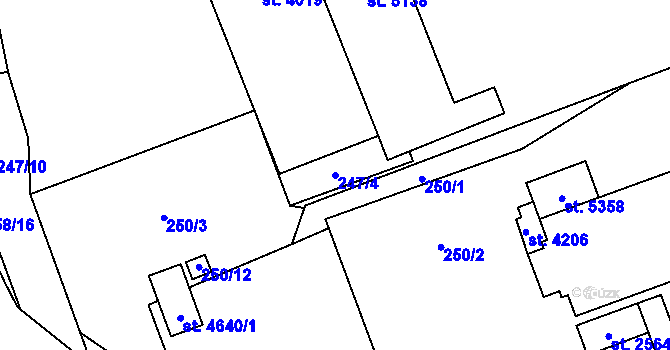Parcela st. 247/4 v KÚ Blansko, Katastrální mapa