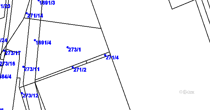 Parcela st. 271/4 v KÚ Blansko, Katastrální mapa