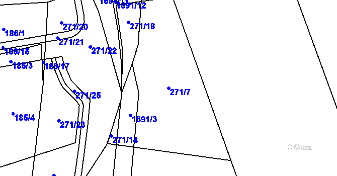 Parcela st. 271/7 v KÚ Blansko, Katastrální mapa