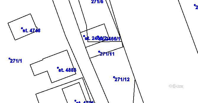 Parcela st. 271/11 v KÚ Blansko, Katastrální mapa
