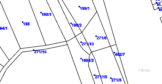 Parcela st. 271/13 v KÚ Blansko, Katastrální mapa
