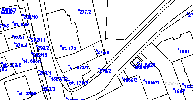 Parcela st. 276/1 v KÚ Blansko, Katastrální mapa