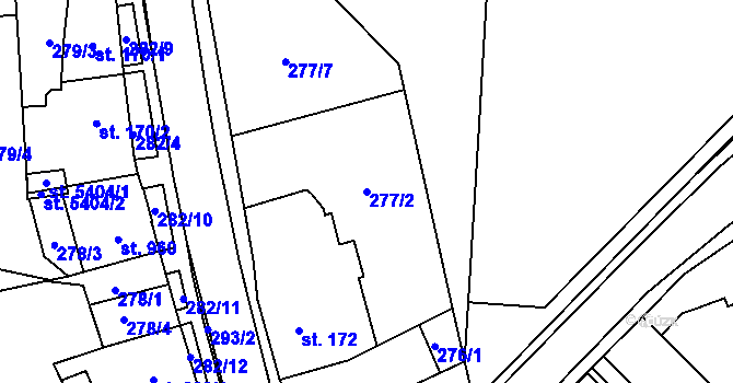 Parcela st. 277/2 v KÚ Blansko, Katastrální mapa