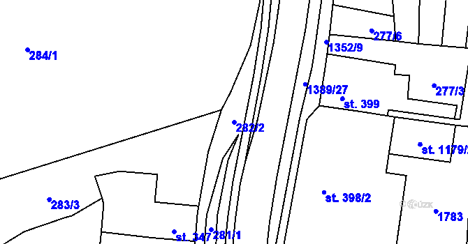 Parcela st. 282/2 v KÚ Blansko, Katastrální mapa