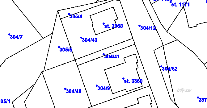 Parcela st. 304/41 v KÚ Blansko, Katastrální mapa